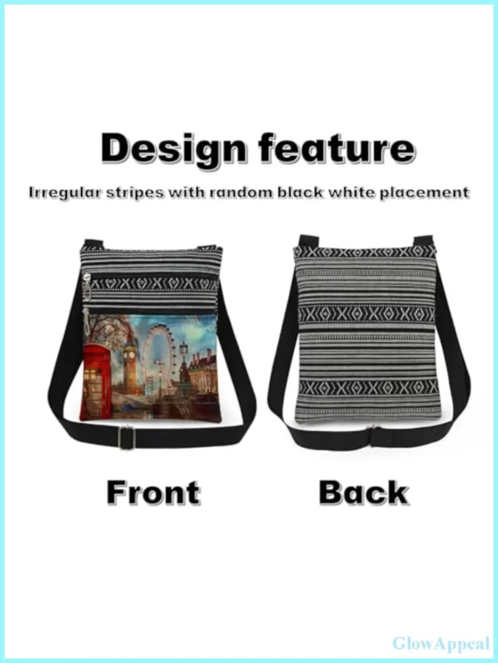 London Souvenir Crossbody Bag Big Ben Messenger Polyester Adjustable Strap